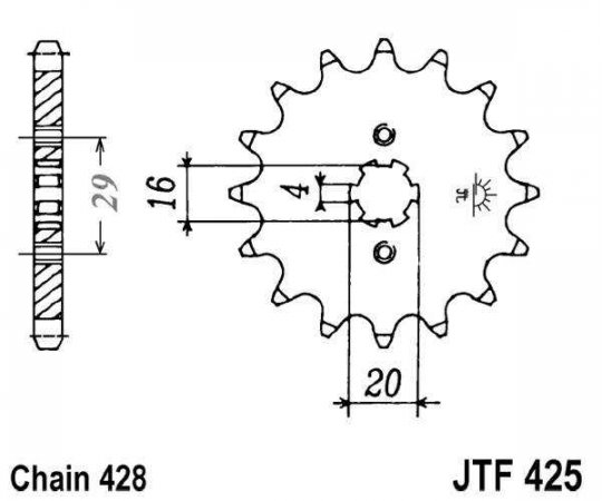 Priekinė žvaigždė JT JTF 425-14 14T, 428